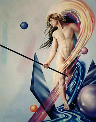 Painting of longhaired man